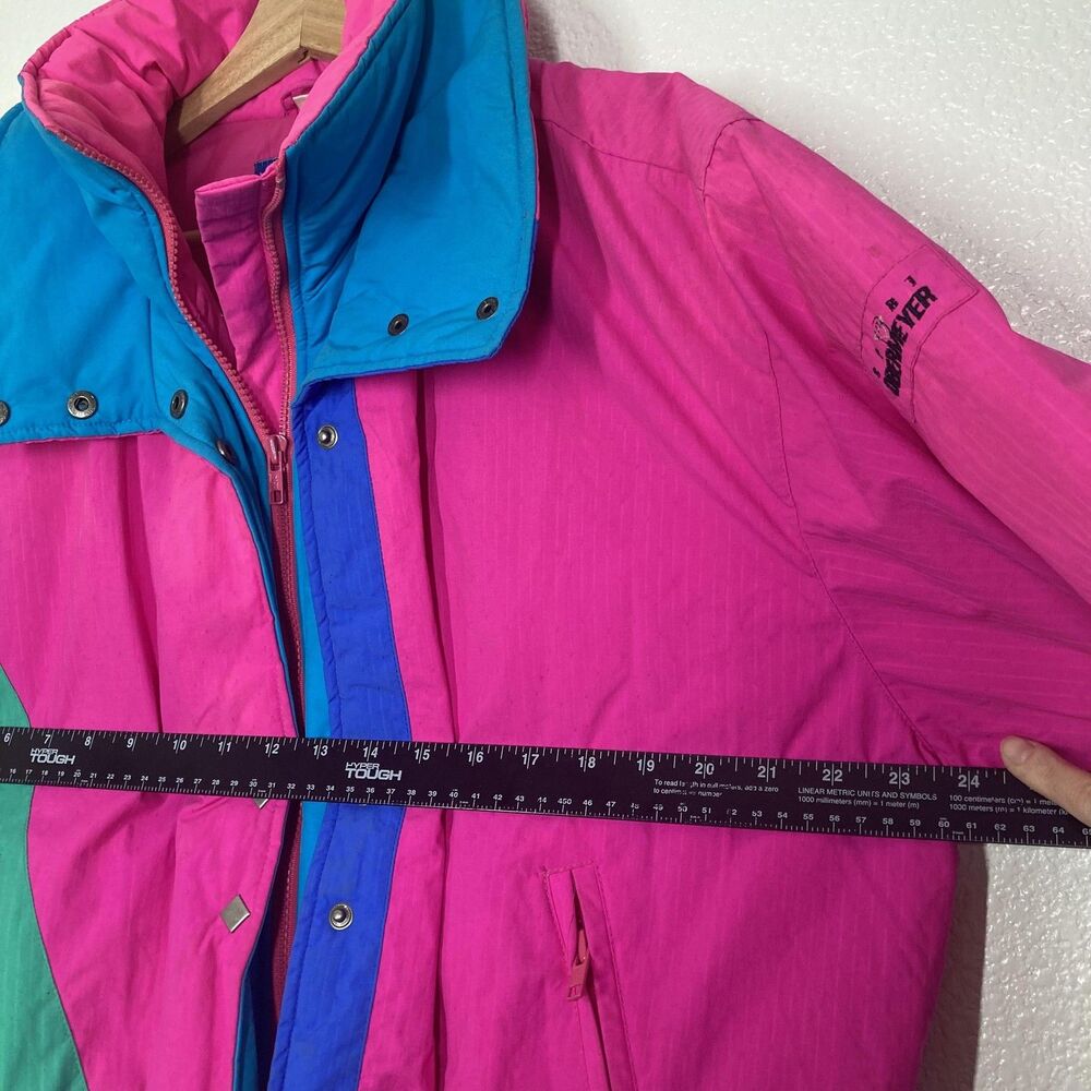 VINTAGE Sport Obermeyer Jacket Womens 8 Pink Colorblock Diamond Ski Puffer 90s - Picture 9 of 16